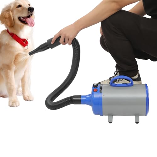 LIAIZE Tierhaartrockner, 2200W Hundefön Blower mit 4 Düsen, Haustier-Haartrockner Elektrischer Hundekatzen Pet Dryer Hundepflege Trockner Hundetrockner Gebläse (Schwarz+Grau+Blau) von LIAIZE