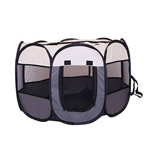 Haustier Hund Katze Laufstreifen Zelt Kiste Raum Faltbare Welpenübung Katze Käfig Wasserdicht Outdoor Zwei Tür Mesh Schattenabdeckung Nest Zwinger katzenklappe 462 ( Color : Gray , Size : 91x91x58CM ) von LIANYG