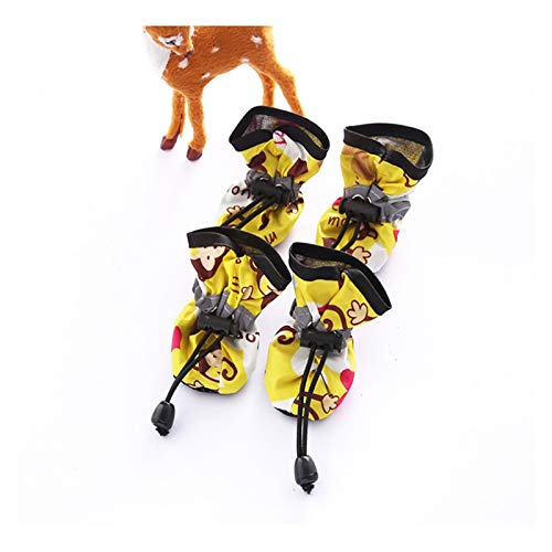 Hundeschuhe Haustier Hund Schuhe wasserdichte Chihuahua Anti-Slip-Stiefel Welpen-Katzensocken 303 (Color : Little Yellow Monkey, Size : 1) von LIANYG