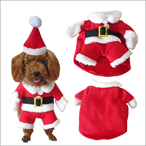 LIANYG Hund Kostüm Haustier Hund Katze Kostüme Lustiges Kostüm for Hunde Katzen Winter Warme Hund Kleidung Muster Yorkshire Kleidung (Color : Red, Size : S) von LIANYG