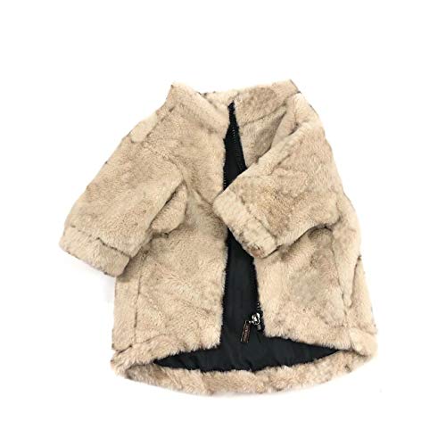 LIANYG Hund Kostüm Haustier Hund Kleidung Mantel Kleine mittlere Welpen Herbst Winter Plus Samt Warme Manteljacke (Color : Beige, Size : L) von LIANYG