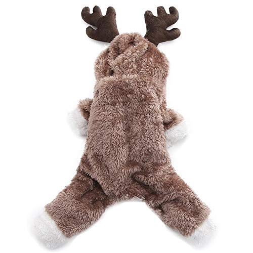 LIANYG Hund Kostüm Herbst Winter Warme Haustier Hund Kleidung for kleine Hunde Kostüm Jumpsuit Welpen Manteljacke Mops Kleidung (Color : Brown, Size : S) von LIANYG