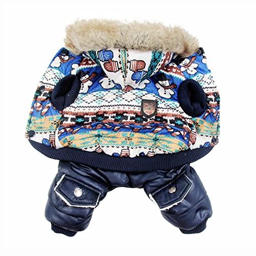 LIANYG Hund Kostüm Kapuzenstärke Haustierhunde Wintermantel mit Schneemann-Druck Kleiner Welpen Neue Kleidung for Hund (Color : Boy, Size : L) von LIANYG