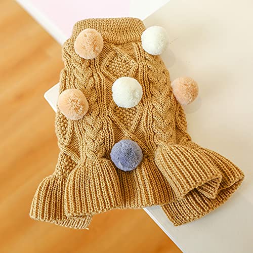 LIANYG Hund Kostüm Warmer Hund Katze Kleidung Pullover Gestrickte Warmer Rock Prinzessin Ball Ball Garn Kleid for Hunde (Color : Coffee, Size : S) von LIANYG