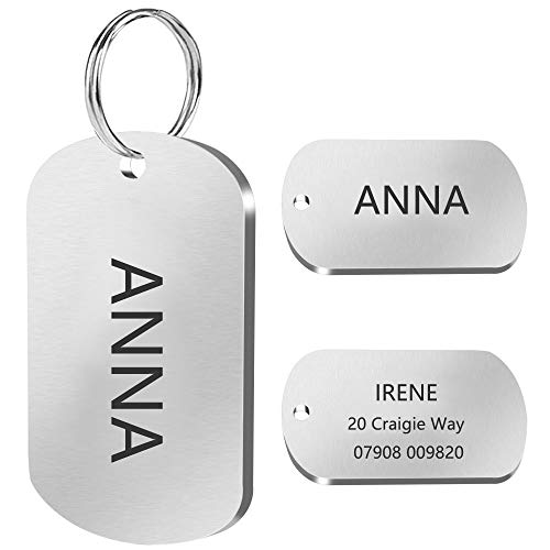 LIANYG Hundemarke 2 Teile Dog id Tag Edelstahl Hunde Tags benutzerdefinierte personalisierte id Tag gravierte pet Name adress telefonnummer 641 (Color : Silver, Size : M) von LIANYG