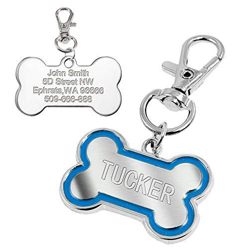 LIANYG Hundemarke 2 stücke 4 Farben knochenform personalisierte Hund cat id Tags maßgeschneiderte gravierte Katze welpen Name Tag Telefon Nein 641 (Color : Blue, Size : Samll) von LIANYG