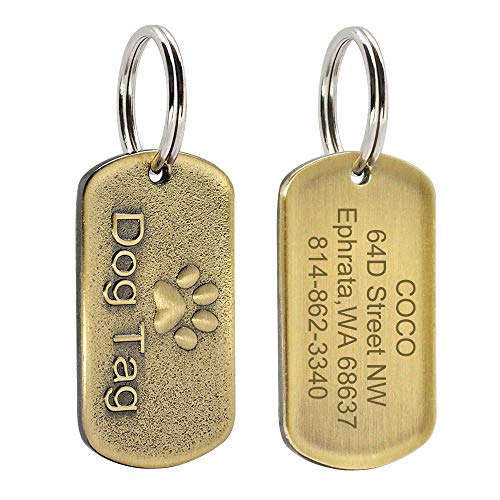 LIANYG Hundemarke 2 stücke Edelstahl Hund ID-Tag personalisierte Hunde Tags Namensschild Anti-Lost Pet Anhänger für Haustiere Halsbänder Halskette Gravur 641 (Color : White, Size : M) von LIANYG