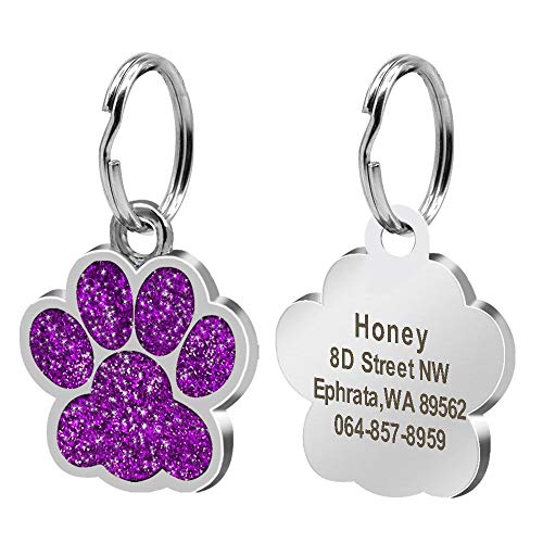 LIANYG Hundemarke 2 stücke Hundetikett graviert benutzerdefinierte Haustierhundkragenzubehör personalisierte Katze Welpen-ID-Tag-Edelstahl-Knochen-Paw-Namen-Tags Anti-Lost 641 von LIANYG