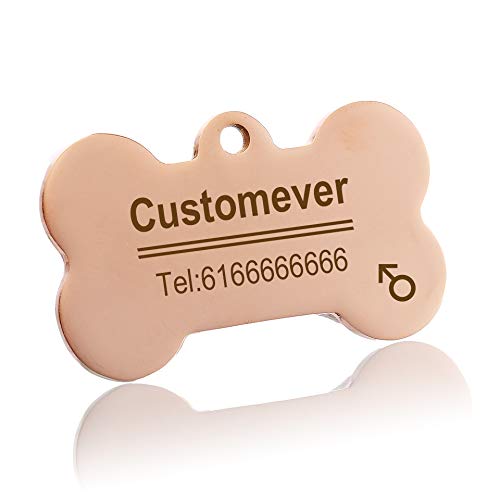 LIANYG Hundemarke 2 stücke benutzerdefinierte Hund Tags in Rose Gold Silber oder schwarz gravierte Edelstahl Haustier id Katze Tag Name Hund Knochen personalisierte Hundkragen kennzeichen 641 von LIANYG