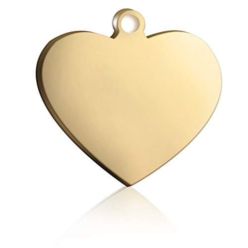 LIANYG Hundemarke 2 stücke cat Dog id Tag Gravur Hund Kragen Haustier Charm haustiername anhänger Bone Halskette Kragen cat Collar Accessoire 641 (Color : Heart Gold, Size : M) von LIANYG