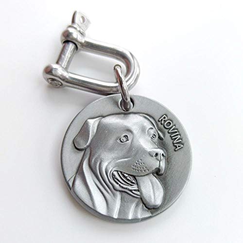 LIANYG Hundemarke Personalisierte Mittelgroße Dog ID-Tag Tiefe Gravierte Kupfer-Nickel Für Große Hundekragen-Shepherd Pit Bull Terrier Labrador 641 (Color : ROVINA, Size : 34mm (1.34 inch)) von LIANYG