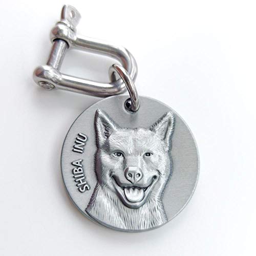 LIANYG Hundemarke Personalisierte Mittelgroße Dog ID-Tag Tiefe Gravierte Kupfer-Nickel Für Große Hundekragen-Shepherd Pit Bull Terrier Labrador 641 (Color : Shiba Inu, Size : 34mm (1.34 inch)) von LIANYG