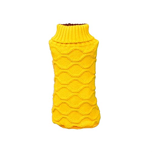 LIANYG Hundepullover Haustier Hund Winter Halten Sie warme Jumper Pullover Rollkragenherz Herbst Hunde Kätzchen Katzen Weiche Strickwaren Kleidung Katzenpullover (Color : Yellow, Size : L) von LIANYG