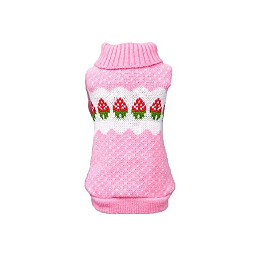 LIANYG Hundepullover Haustier Hund Winter Warm halten Pullover Pullover Rollkragen Herbst Hunde Kätzchen Katzen Weiche Strickwaren Bekleidung Haustier Pullover (Farbe: Rosa, Größe: XS) von LIANYG