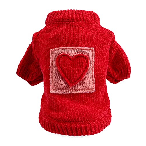 LIANYG Hundepullover Hund Katze Pullover Teddy Red Haustier Jumper Kleidung for kleine Katzen Hunde Katzenpullover (Color : Red, Size : XL) von LIANYG