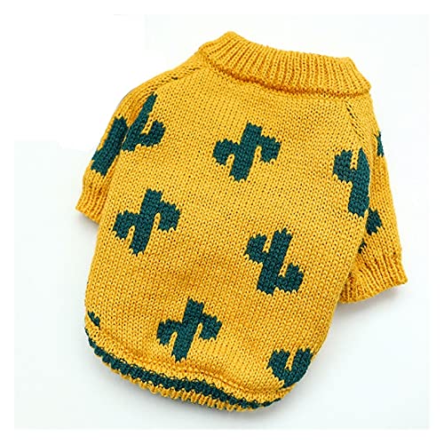 LIANYG Hundepullover Hundepullover Herbstblume Plaid Teddy Chihuahua Haustierpullover gestrickt warme Hundekleidung Haustierpullover (Farbe: Kaktus, Größe: XS) von LIANYG