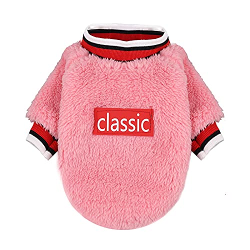 LIANYG Hundepullover Warme Hundekleidung Welpenjacke Mantel Katze Kleidung Hund Pullover Winter Hund Mantel Kleidung for kleine Hunde Chihuahua XS-2XL. Katzenpullover (Color : Fleece Pink, Size : XS) von LIANYG