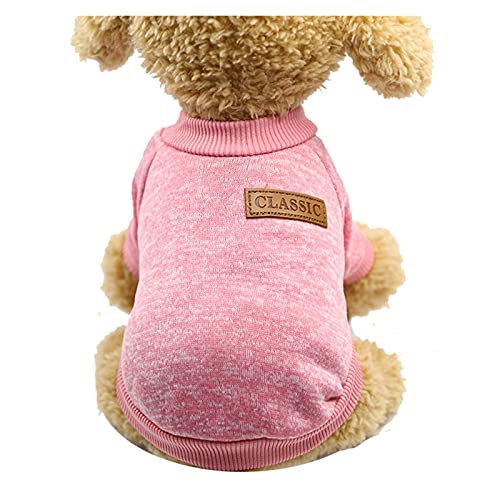 LIANYG Hundepullover Warme Hundekleidung Welpenjacke Mantel Katze Kleidung Hund Pullover Winter Hund Mantel Kleidung for kleine Hunde Chihuahua XS-2XL. Katzenpullover (Color : Pink, Size : S) von LIANYG