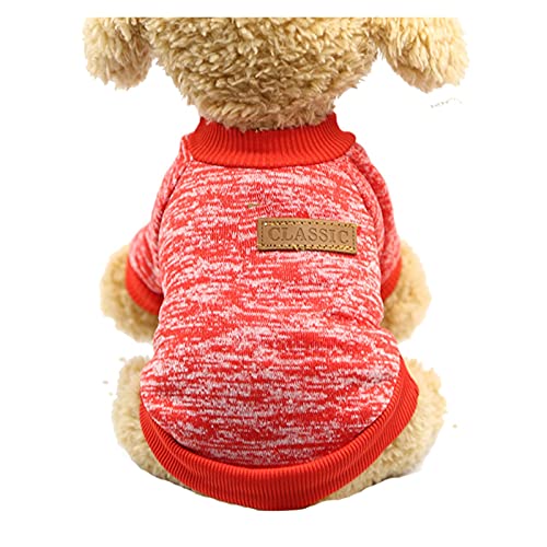 LIANYG Hundepullover Warme Hundekleidung Welpenjacke Mantel Katze Kleidung Hund Pullover Winter Hund Mantel Kleidung for kleine Hunde Chihuahua XS-2XL. Katzenpullover (Color : Red, Size : S) von LIANYG