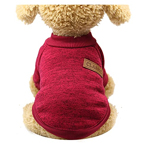 LIANYG Hundepullover Warme Hundekleidung Welpenjacke Mantel Katze Kleidung Hund Pullover Winter Hund Mantel Kleidung for kleine Hunde Chihuahua XS-2XL. Katzenpullover (Color : Wine Red, Size : XS) von LIANYG