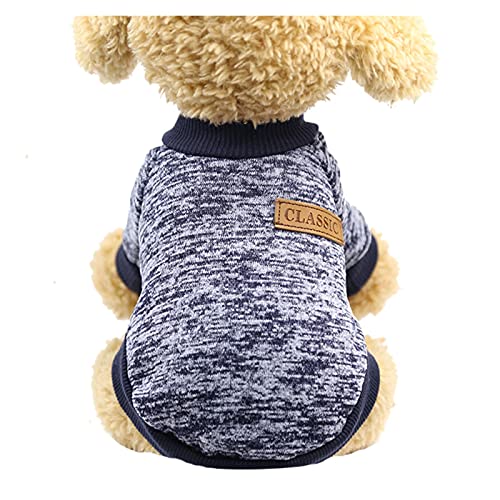 LIANYG Hundepullover Warme Hundekleidung Welpenjacke Mantel Katzenkleidung Hundepullover Winter Hundemantel Kleidung Für Kleine Hunde Chihuahua XS-2XL Haustierpullover (Farbe: Blau, Größe: XXL) von LIANYG