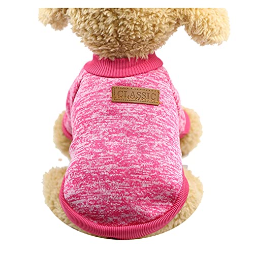 LIANYG Hundepullover Warme Hundekleidung Welpenjacke Mantel Katzenkleidung Hundepullover Winter Hundemantel Kleidung Für Kleine Hunde Chihuahua XS-2XL Haustierpullover (Farbe: Fuchsia, Größe: XXL) von LIANYG