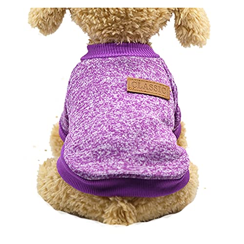 LIANYG Hundepullover Warme Hundekleidung Welpenjacke Mantel Katzenkleidung Hundepullover Winter Hundemantel Kleidung Für Kleine Hunde Chihuahua XS-2XL Haustierpullover (Farbe: Lila, Größe: XXL) von LIANYG