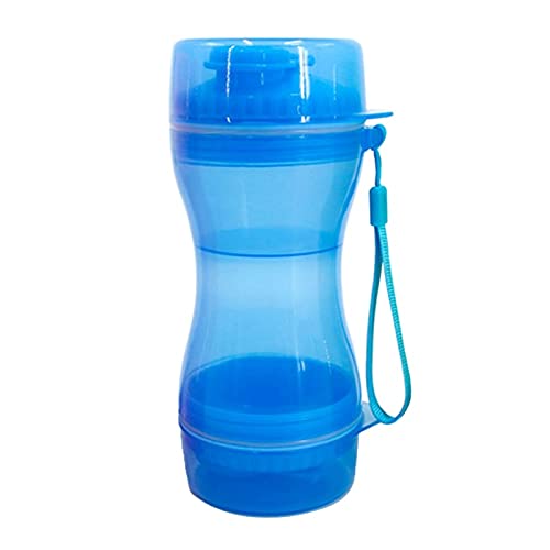 LIANYG Trinkflasche Hund 2 in 1 Hundeweg Wasser Flasche Food Container Tragbare Wasser- und Nahrungsmittelzufuhr Haustierversorgungen für den Außenwanderung Hundetrinkflasche (Color : Blue) von LIANYG