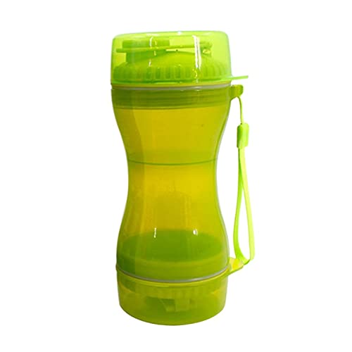 LIANYG Trinkflasche Hund 2 in 1 Hundeweg Wasser Flasche Food Container Tragbare Wasser- und Nahrungsmittelzufuhr Haustierversorgungen für den Außenwanderung Hundetrinkflasche (Color : Green) von LIANYG