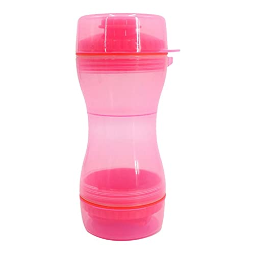 LIANYG Trinkflasche Hund 2 in 1 Hundeweg Wasser Flasche Food Container Tragbare Wasser- und Nahrungsmittelzufuhr Haustierversorgungen für den Außenwanderung Hundetrinkflasche (Color : Pink) von LIANYG