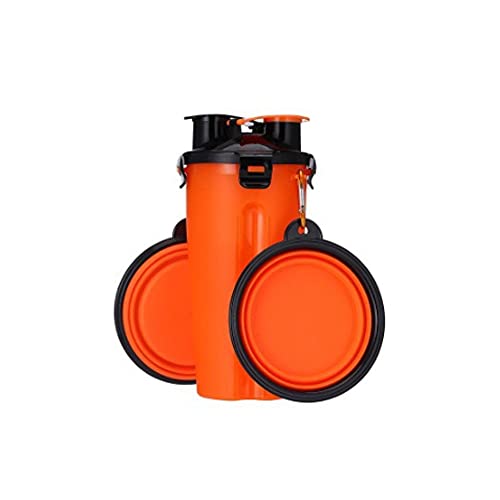 LIANYG Trinkflasche Hund 2 in 1Pet Wasser Flasche Dispenser Reise Tragbare Hund Katze Trinkende Reise Faltende Silikonschüssel Für Hund Katze Food Water Feeder Cup Hundetrinkflasche (Color : Orange) von LIANYG