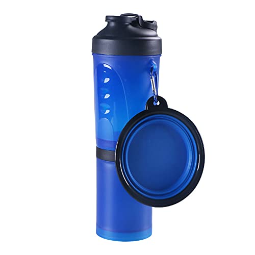 LIANYG Trinkflasche Hund 2 in 1Pet Wasser Flasche Dispenser Reise Tragbare Hund Katze Trinkende Reise Faltende Silikonschüssel Für Hund Katze Food Water Feeder Cup Hundetrinkflasche (Color : Blue 55) von LIANYG