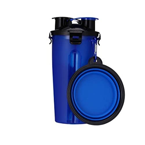 LIANYG Trinkflasche Hund 2 in 1Pet Wasser Flasche Dispenser Reise Tragbare Hund Katze Trinkende Reise Faltende Silikonschüssel Für Hund Katze Food Water Feeder Cup Hundetrinkflasche (Color : Blue A) von LIANYG