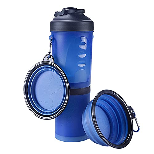 LIANYG Trinkflasche Hund 2 in 1Pet Wasser Flasche Dispenser Reise Tragbare Hund Katze Trinkende Reise Faltende Silikonschüssel Für Hund Katze Food Water Feeder Cup Hundetrinkflasche (Color : Blue 5E) von LIANYG