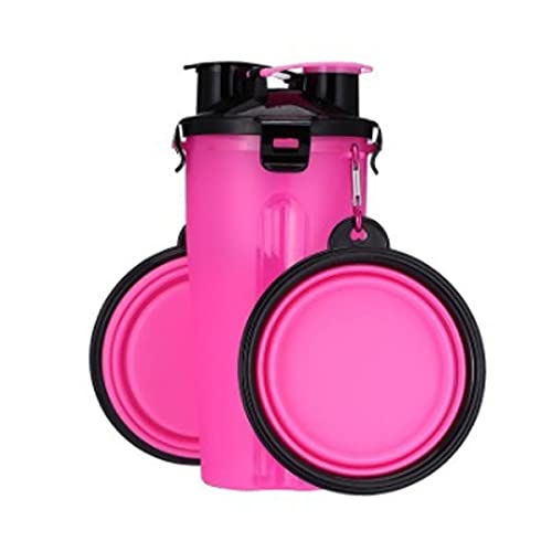 LIANYG Trinkflasche Hund 2 in 1Pet Wasser Flasche Dispenser Reise Tragbare Hund Katze Trinkende Reise Faltende Silikonschüssel Für Hund Katze Food Water Feeder Cup Hundetrinkflasche (Color : Pink) von LIANYG