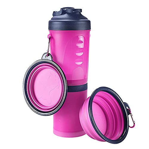 LIANYG Trinkflasche Hund 2 in 1Pet Wasser Flasche Dispenser Reise Tragbare Hund Katze Trinkende Reise Faltende Silikonschüssel Für Hund Katze Food Water Feeder Cup Hundetrinkflasche (Color : Pink 2B) von LIANYG