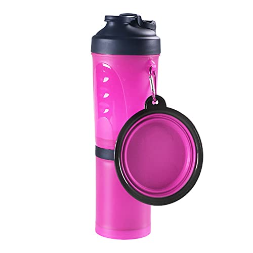 LIANYG Trinkflasche Hund 2 in 1Pet Wasser Flasche Dispenser Reise Tragbare Hund Katze Trinkende Reise Faltende Silikonschüssel Für Hund Katze Food Water Feeder Cup Hundetrinkflasche (Color : Pink 22) von LIANYG