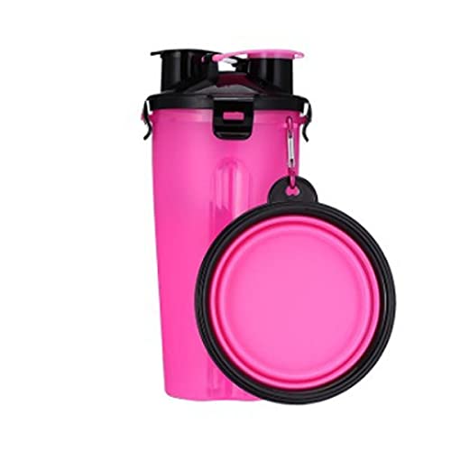 LIANYG Trinkflasche Hund 2 in 1Pet Wasser Flasche Dispenser Reise Tragbare Hund Katze Trinkende Reise Faltende Silikonschüssel Für Hund Katze Food Water Feeder Cup Hundetrinkflasche (Color : Pink A) von LIANYG