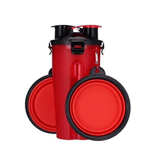 LIANYG Trinkflasche Hund 2 in 1Pet Wasser Flasche Dispenser Reise Tragbare Hund Katze Trinkende Reise Faltende Silikonschüssel Für Hund Katze Food Water Feeder Cup Hundetrinkflasche (Color : Red) von LIANYG