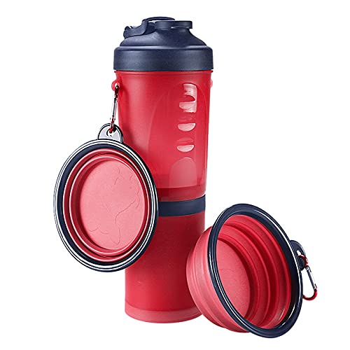 LIANYG Trinkflasche Hund 2 in 1Pet Wasser Flasche Dispenser Reise Tragbare Hund Katze Trinkende Reise Faltende Silikonschüssel Für Hund Katze Food Water Feeder Cup Hundetrinkflasche (Color : Red 4D) von LIANYG