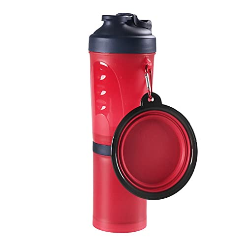 LIANYG Trinkflasche Hund 2 in 1Pet Wasser Flasche Dispenser Reise Tragbare Hund Katze Trinkende Reise Faltende Silikonschüssel Für Hund Katze Food Water Feeder Cup Hundetrinkflasche (Color : Red 44) von LIANYG