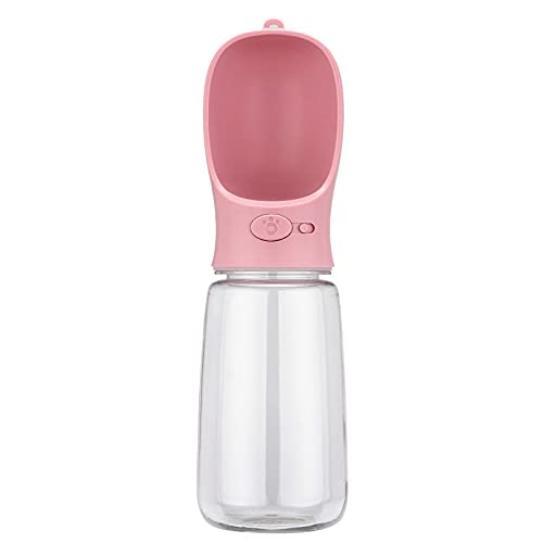 LIANYG Trinkflasche Hund 350/550ml Leck-Proof-tragbare Haustier-Wasser-Flasche, große Hunde-Wasser-Water-Feeder zum Gehen, Welpen-Katzen-Reisewasserflasche Hundetrinkflasche (Color : Pink 550ml) von LIANYG