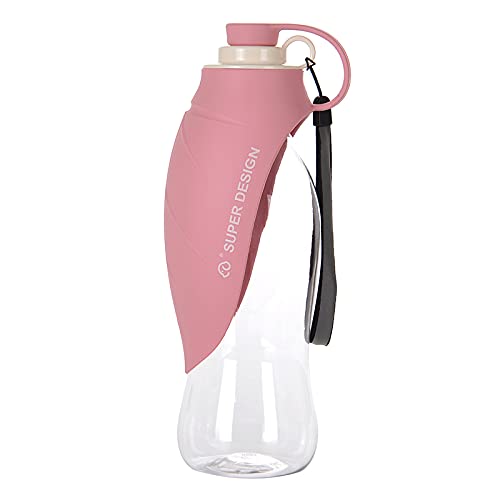 LIANYG Trinkflasche Hund 580 ml Tragbare Haustier Hund Wasserflasche Silikon Reiseschale Für Hunde Welpe Trinken Outdoor Water Dispenser Feeder Pet Products Hundetrinkflasche (Color : Pink) von LIANYG