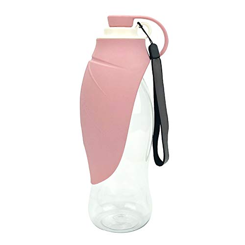 LIANYG Trinkflasche Hund Haustier Blatt Tasse Tragbare Haustier Hund Wasser Flasche Weiche Silikonblatt Design Reise Outdoor Pet Wasser Dispenser 580ml Hundetrinkflasche (Color : Pink, Size : 580 ml) von LIANYG