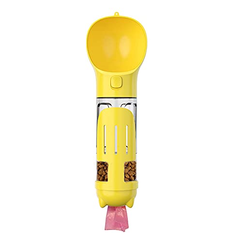 LIANYG Trinkflasche Hund Hund Wasserflasche 3 in 1 Hundezubehör Tragbare Haustier Hund Wasserflasche Hunde Katzen Trinken Feeder Schüssel Hundetrinkflasche (Color : Yellow) von LIANYG