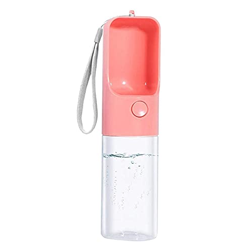 LIANYG Trinkflasche Hund Hunde-Außenwasser-Flasche für Haustier Wandern/Reisen mit Schloss-Knopf Water Cup-Trinkgeld-Feeder Eine Hand Operation Pet Supplies Hundetrinkflasche (Color : Pink) von LIANYG