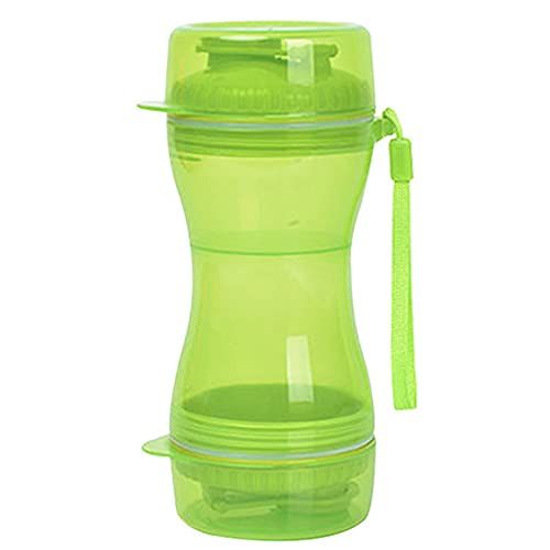 Trinkflasche Hund 2 in 1 Spender für Hunde Haustiere Zubehör Sachen Tragbare Haustier Hund Wasserflasche Outdoor Training Lebensmittel Lagerung Flasche PP-Material Hundetrinkflasche ( Color : Green ) von LIANYG