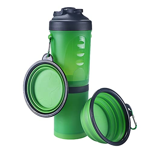 Trinkflasche Hund 2 in 1Pet Wasser Flasche Dispenser Reise Tragbare Hund Katze Trinkende Reise Faltende Silikonschüssel Für Hund Katze Food Water Feeder Cup Hundetrinkflasche ( Color : Green 7G ) von LIANYG