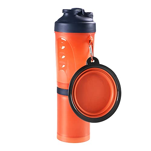 Trinkflasche Hund 2 in 1Pet Wasser Flasche Dispenser Reise Tragbare Hund Katze Trinkende Reise Faltende Silikonschüssel Für Hund Katze Food Water Feeder Cup Hundetrinkflasche ( Color : Orange 33 ) von LIANYG