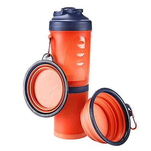 Trinkflasche Hund 2 in 1Pet Wasser Flasche Dispenser Reise Tragbare Hund Katze Trinkende Reise Faltende Silikonschüssel Für Hund Katze Food Water Feeder Cup Hundetrinkflasche ( Color : Orange 3C ) von LIANYG